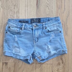 Lucky Brand Riley Short Girls Distressed Cuffed Denim Shorts Light Blue Sz 12